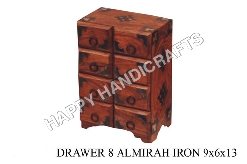 Wooden Eight Drawer Almirah - Wood, Brown Finish | Spacious Storage, Elegant Traditional Design, Customizable