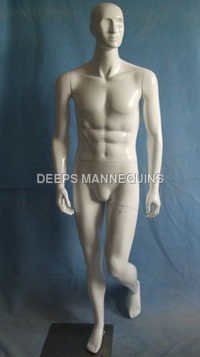 Standing Male Mannequins - Wooden Base, Standard & Customized Height, White Color | Adult Size, With Makeup Face, Standing Posture