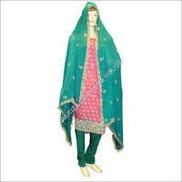 Fancy Bridal Suits - Silk, 54 Inches, Green Color, Customizable Size | Soft Texture, Handcrafted Embroidery, Elegant Design, Party Wear