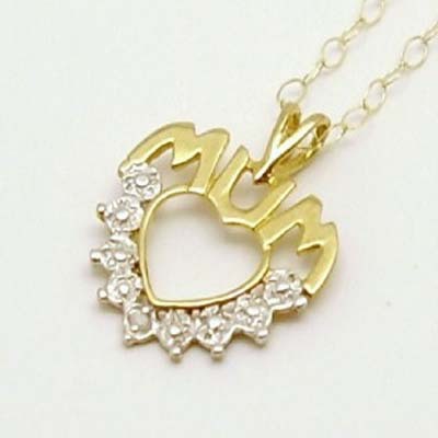 Ag Real Diamond Thirteen Stones Mummy's Heart Pendant # AGSP0108