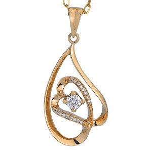 Ag Real Diamond Center Solitaire Diamond Double Heart Fashion Pendant # AGSP0112