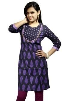BLACK MIX MATCH PRINTED COTTON KURTI