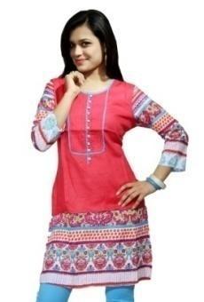 PINK PRINTED COTTON KURTI
