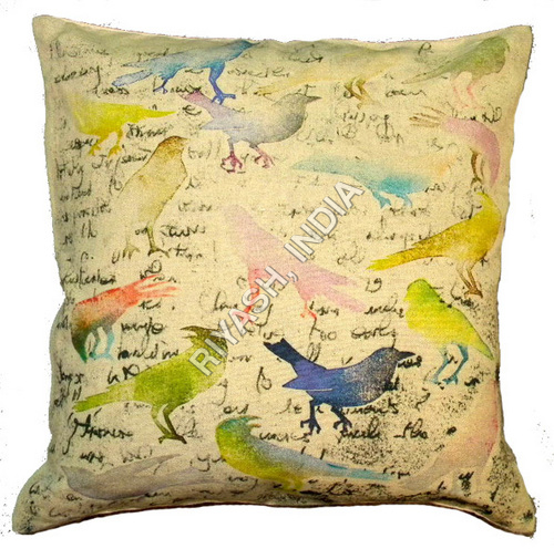 Birds Art Image Printed Cotton Cushion Cover