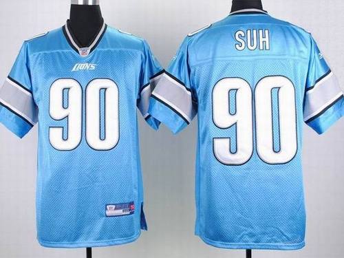 Detroit Lions #90 Ndamukong Suh Light Blue NFL Authentic Jerseys
