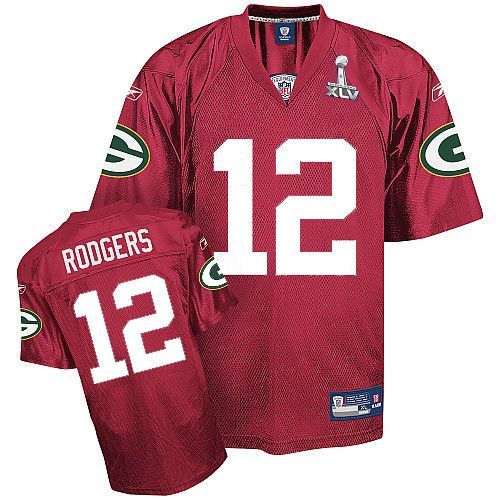 Green Bay Packers #12 Aaron Rodgers Red 2011 Super Bowl XLV Jerseys