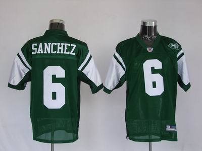 New York Jets #6 Mark Sanchez Green NFL Authentic Jerseys