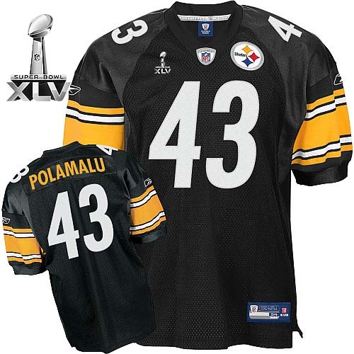 Pittsburgh Steelers #43 Troy Polamalu Black 2011 Super Bowl XLV Jerseys