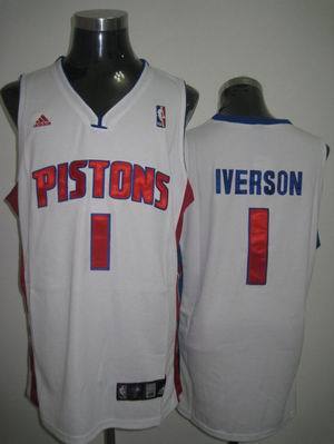 Detroit Pistons #1 Allen Iverson White NBA Jerseys
