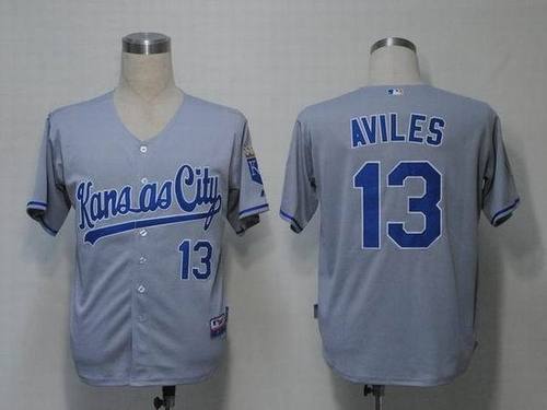 Kansas City Royals #13 Mike Aviles Grey MLB Jerseys