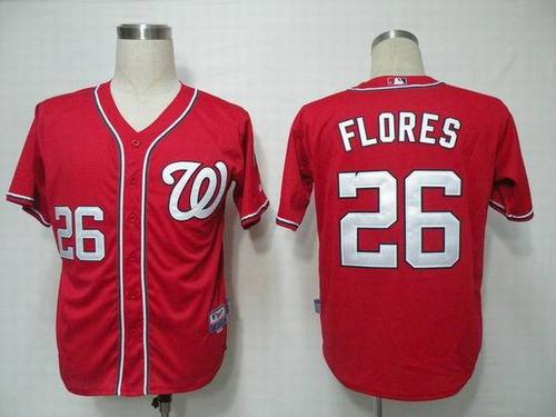 Washington Nationals #26 Jesus Flores Red MLB Jerseys