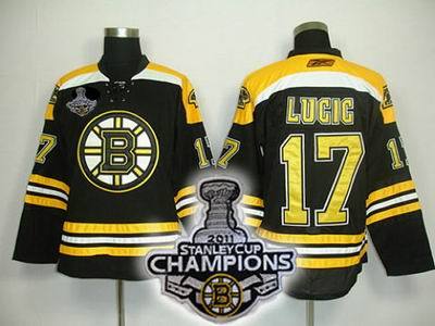 Boston Bruins #17 Milan Lucic Black 2011 Champions Cup NHL Jerseys