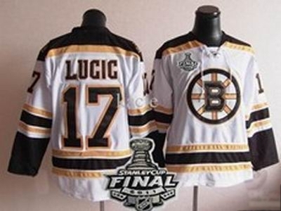 Boston Bruins #17 Milan Lucic White 2011 Stanley Cup NHL Jerseys