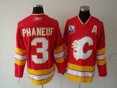 Calgary Flames #3 Dion Phaneuf Red 30TH Patch NHL Jerseys