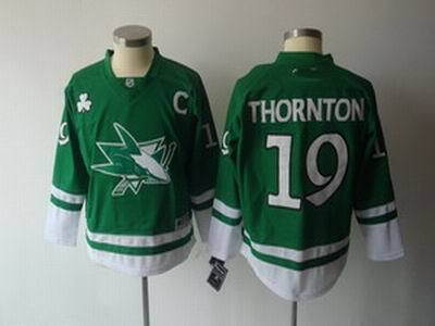 San Jose Sharks #19 Joe Thornton Green St Patty's Day NHL Jerseys
