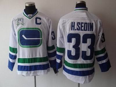 Vancouver Canucks #33 Henrik Sedin White Third 40TH C Patch NHL Jerseys