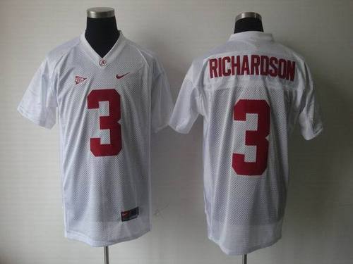 NCAA Alabama Crimson Tide #3 Trent Richardson White Jerseys