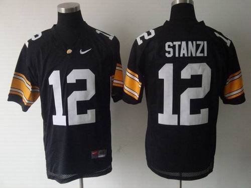 NCAA Iowa Hawkeyes #12 Ricky Stanzi Black Jerseys