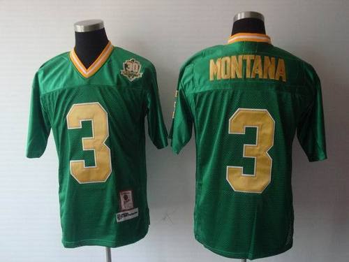 NCAA Notre Dame Fighting Irish #3 Joe Montana Green Jerseys