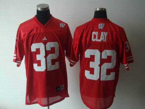 NCAA Wisconsin Badgers #32 John Clay Red Jerseys