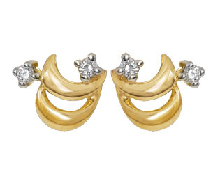 Ag Real Diamond Classic Moon with Diamond Earring # AGSE0009