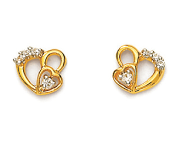 Ag Real Diamond Traditional Heart Shape Earring # AGSE0019