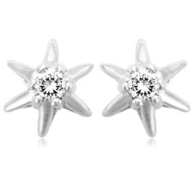 Ag Real Diamond Star Solitaire Earring # AGSE0036