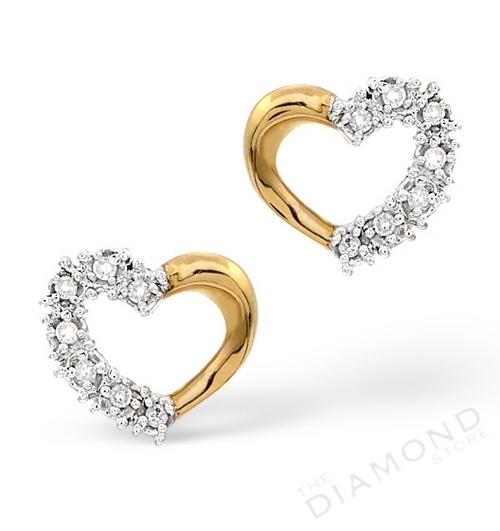 Ag Real Diamond One Side Fourteen Stone Heart Earring # AGSE0039