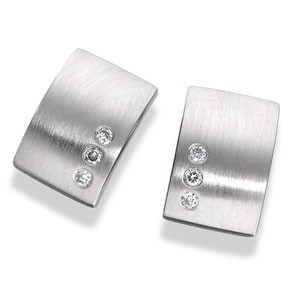 Ag Real Diamond White Plain Matel Fashion Earring # AGSE0041
