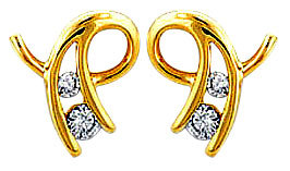 Ag Real Diamond Four Stone Fancy curve Earring # AGSE0059