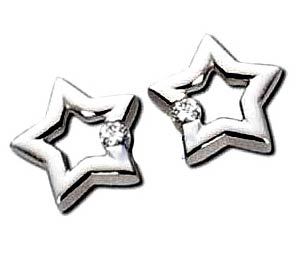 Ag Real Diamond Two Stone White Star Earring # AGSE0061