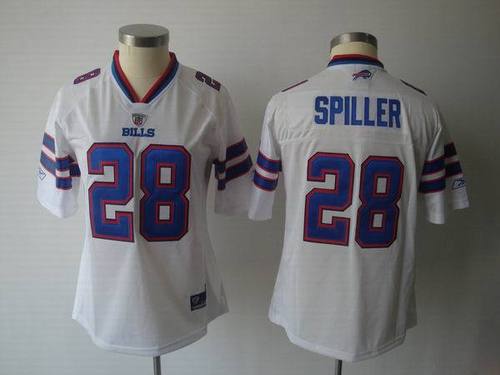 Buffalo Bills #28 Dareus Spiller White Team NFL Women's Jerseys