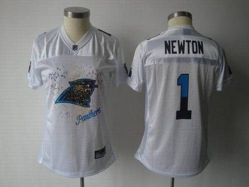 Carolina Panthers #1 Cam Newton White Fem Fan NFL Women's