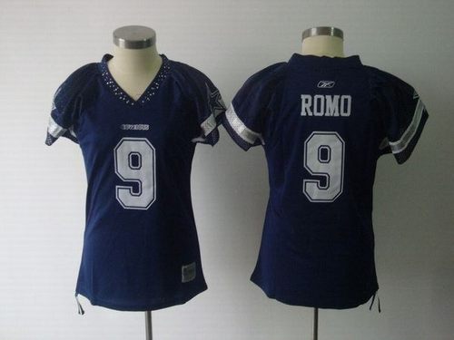 Dallas 9 Tony Romo Blue Field Flirt Fashion NFL Women's Jerseys