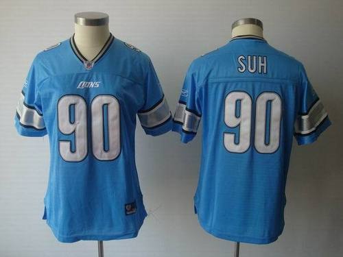 Detroit Lions #90 Ndamukong Suh Blue Team Color NFL Women's Jerseys