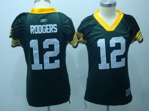 Green Bay Packers #12 Aaron Rodgers Green Field Flirt Fashion NFL Women's Jerseys
