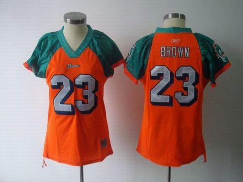 Miami Dolphins #23 Ronnie Brown Orange Field Flirt Fashion NFL Women's Jerseys