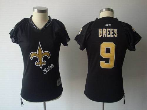 New Orleans Saints #9 Drew Brees Black 2011 Field Flirt Fashion NFL Women's Jerseys