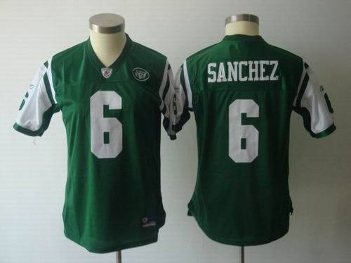 New York Jets #6 Mark Sanchez Green Team Color NFL Women's Jerseys
