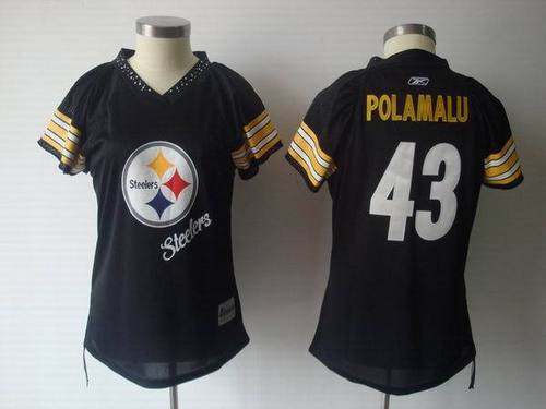 Pittsburgh Steelers #43 Troy Polamalu Black 2011 Field Flirt Fashion NFL Women's Jerseys