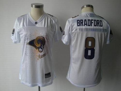 St Louis Rams #8 Sam Bradford White Fem Fan NFL Women's Jerseys