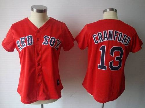 Boston Red Sox #13 Carl Crawford Red Women's Jerseys