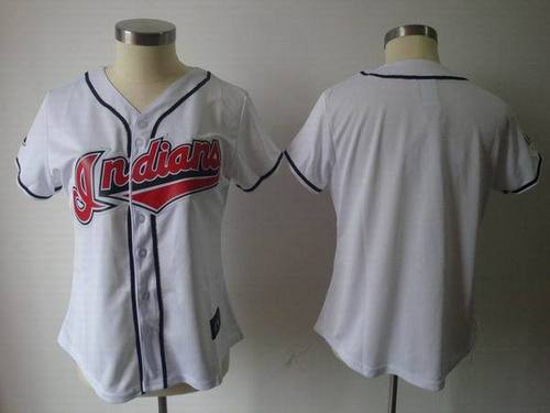 Cleveland Indians Blank White Red Number Women's Jerseys