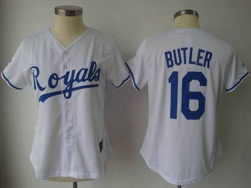 Kansas City Royals #16 Billy Butler White Women's Jerseys
