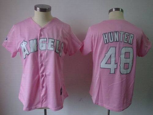 Los Angeles Angels #48 Torii Hunter Pink Women's Jerseys