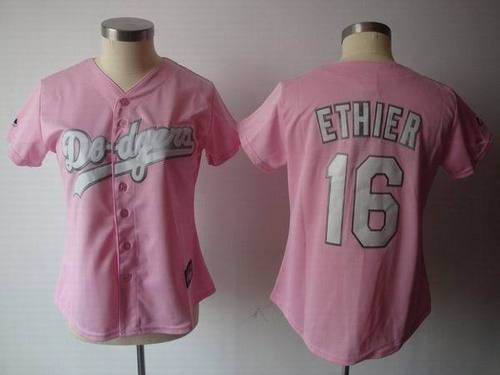 Los Angeles Dodgers #16 Andre Ethier Pink Women's Jerseys