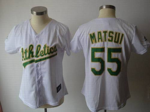 Oakland Athletics #55 Hideki Matsui White Women's Jerseys