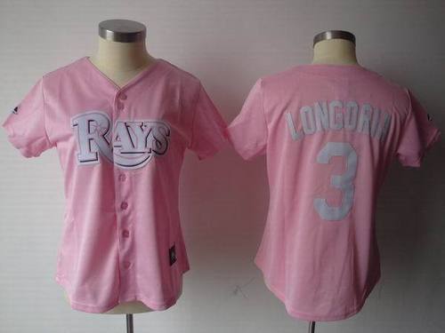 Tampa Bay Rays #3 Evan Longoria Pink Women's Jerseys