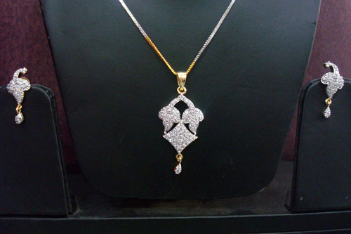 Cubic Zircon (American Diamond) Pendant Set in Wax Setting - 730233901