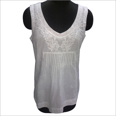 Cotton 60's Cambric Solid-dyed Ladies Sleeveless Blouse